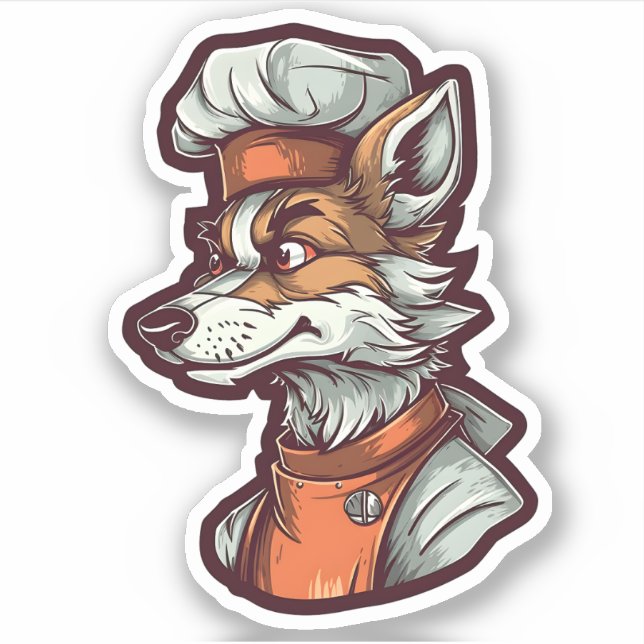 Sticker Awesome Chef Wolf Adorable Animal Graphisme (Devant)