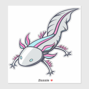 Sticker Axolotale futuriste avec peau métallique en argent