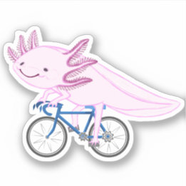 Sticker Axolotl à vélo