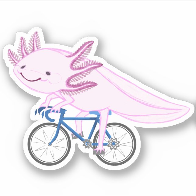 Sticker Axolotl à vélo (Devant)