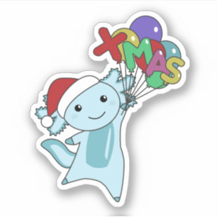 Sticker Axolotl Joyeux Noël Animaux d'hiver Axolotl Sti