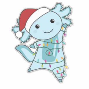 Sticker Axolotl Merry Christmas Winter Animals Axolotls