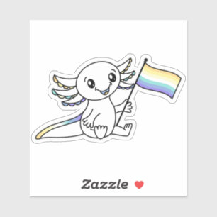 Sticker Axolotl mignon avec drapeau de fierté Genderfaun L