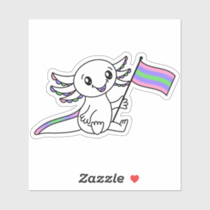 Sticker Axolotl mignon avec drapeau de fierté trigenre LGB