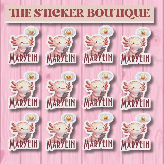 Sticker Axolotl personnalisé - Nom personnalisé (Créateur téléchargé)