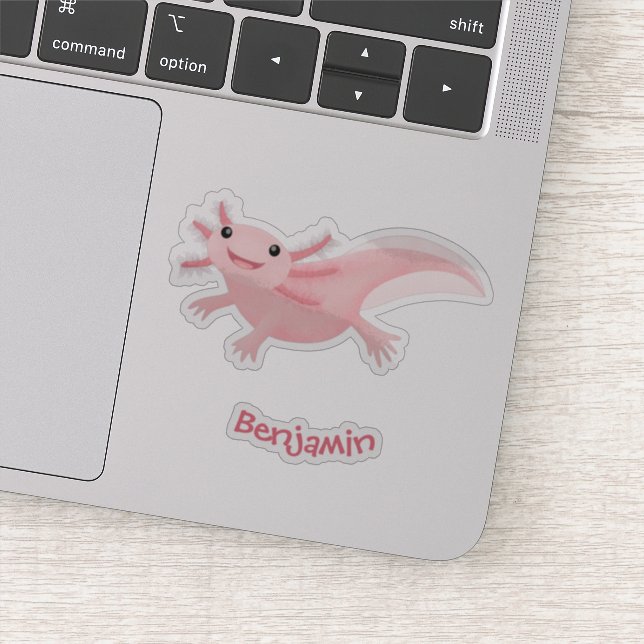 Sticker axolotl rose pâle (Détail)