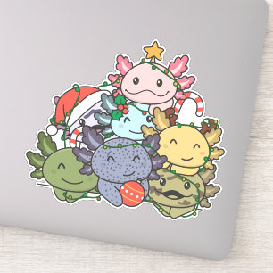 Sticker Axolotl sapin de Noël animal drôle Stic de Noël
