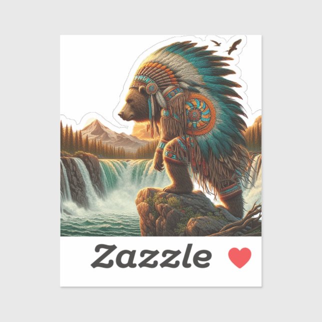 Sticker Aztec Bear Warrior (Feuille)