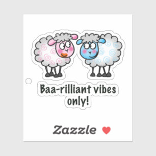 Sticker Baa-rilliant - Paire de moutons de dessin animé mi
