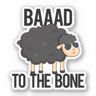 Sticker Baaad À L'Os Drôle Pun Mouton Noir Noir
