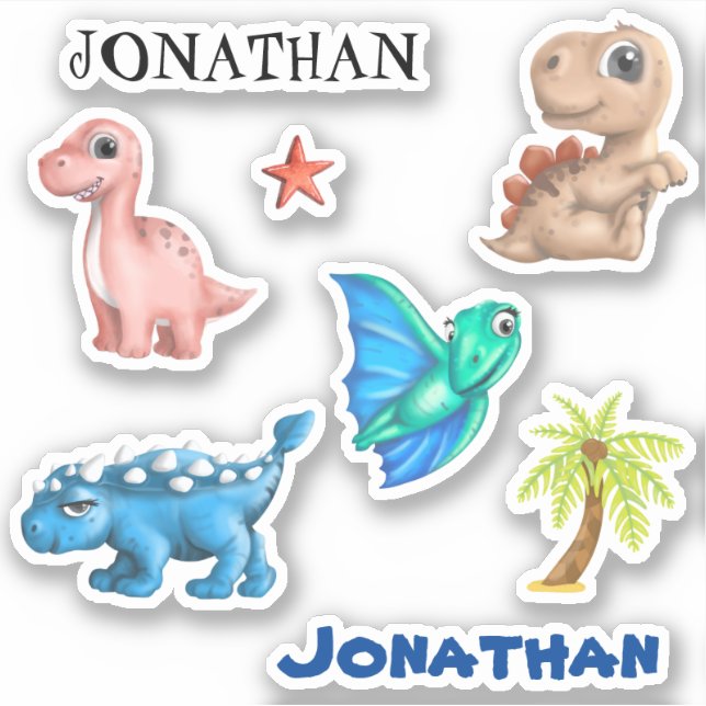 Sticker Baby Dinosaur Tyrannosaurs Nom T-rex (Devant)
