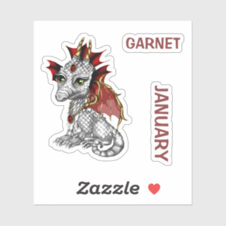 Sticker Baby Dragon en pierre de naissance Garnet janvier