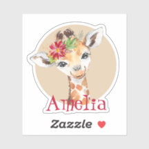 Baby Giraffe Safari Jungle Rose Personnalisé