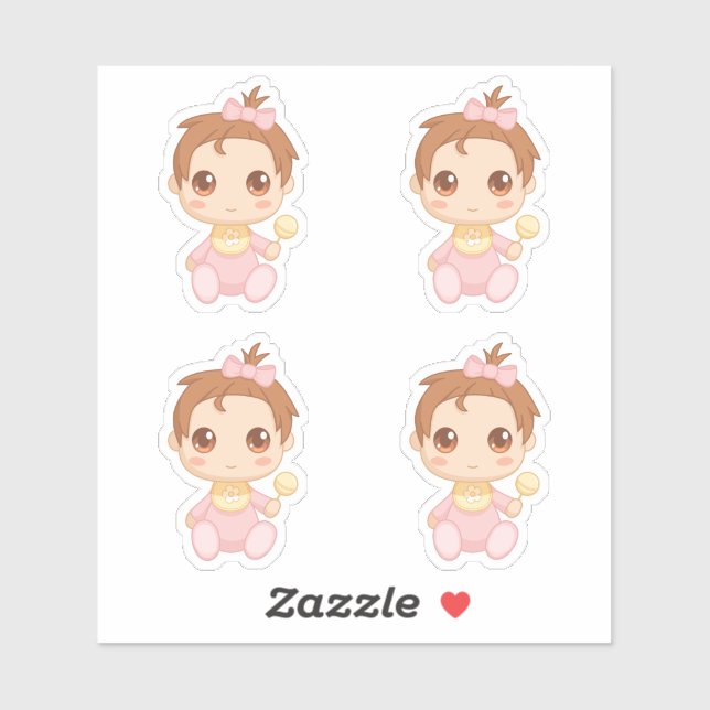 Sticker Baby Girl Pink Jumpsuit Set de 4 (Feuille)