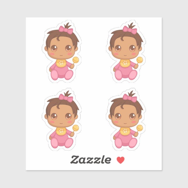 Sticker Baby Girl Pink Jumpsuit Set de 4 (Feuille)