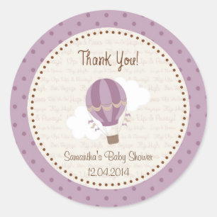 Sticker Baby shower à ballon à air chaud violet