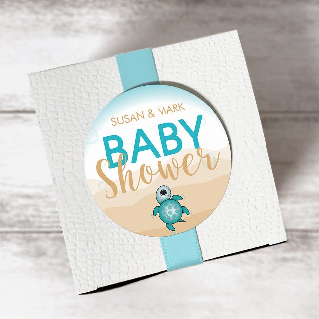 Sticker Baby shower à thème de tortue de mer (Créateur téléchargé)