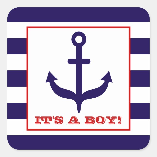 Sticker Baby shower Ancre et Blue STripes (Devant)
