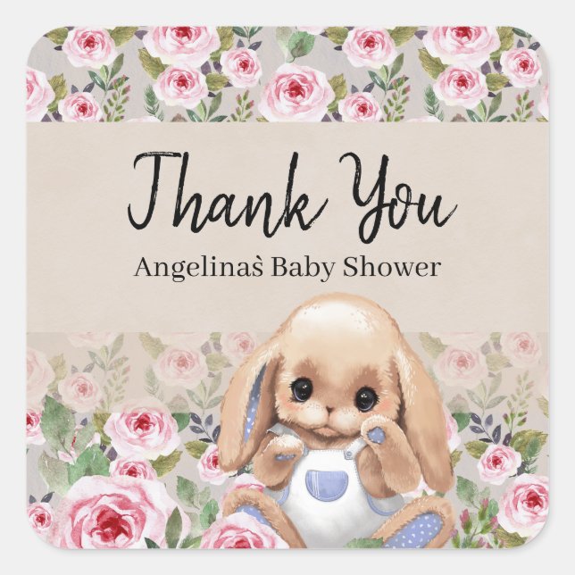sticker baby shower avec design mignon. (Devant)