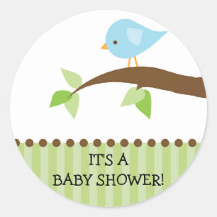 Sticker Baby shower Bébé Bleu Oiseau