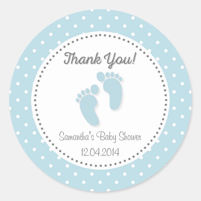 Sticker Baby shower Bébé bleu pieds (Devant)
