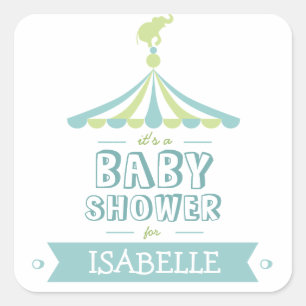 Sticker Baby shower bleu bleu carnaval
