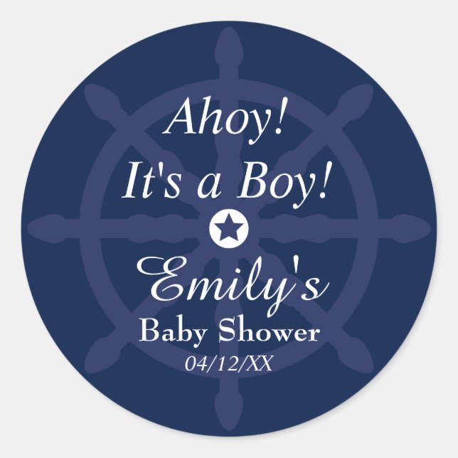 Sticker Baby shower bleu nautique (Devant)