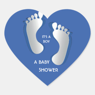 Sticker Baby shower Blue Baby Boy FootPrints