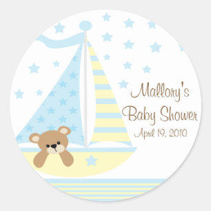 Sticker Baby shower Blue Sailboat