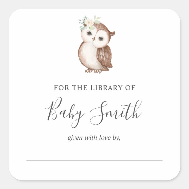 Sticker baby shower Bookplate Woodland Owland (Devant)
