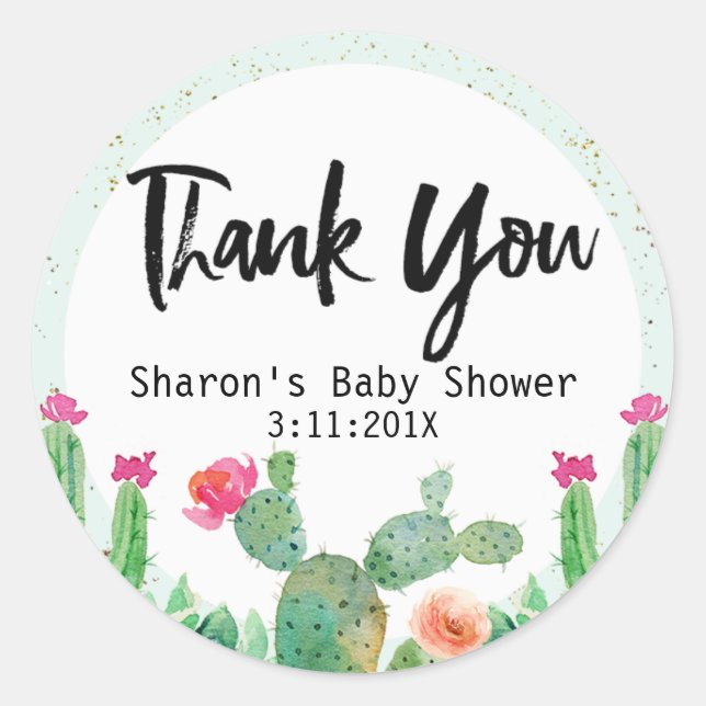 Sticker Baby shower Cactus (Devant)