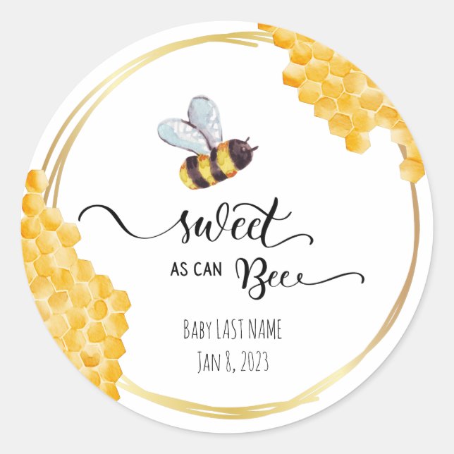 Sticker Baby shower d'abeilles (Devant)