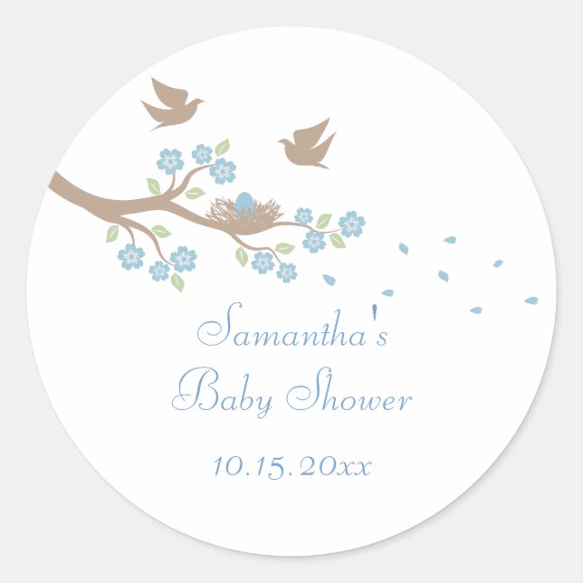 Sticker Baby shower de nids d'oiseaux (Devant)