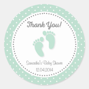 Sticker Baby shower de pieds pour bébé vert Mint