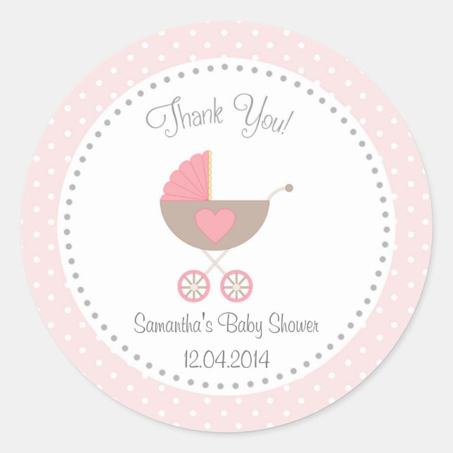 Sticker Baby shower de transport bébé rose (Devant)