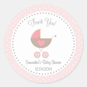 Sticker Baby shower de transport bébé rose