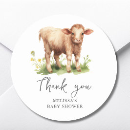 Sticker Baby shower de Vache de ferme mignonne Mer