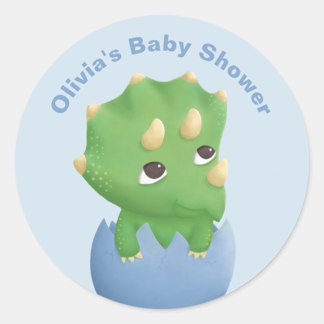 Sticker Baby shower Dinosaur Triceratops (Devant)
