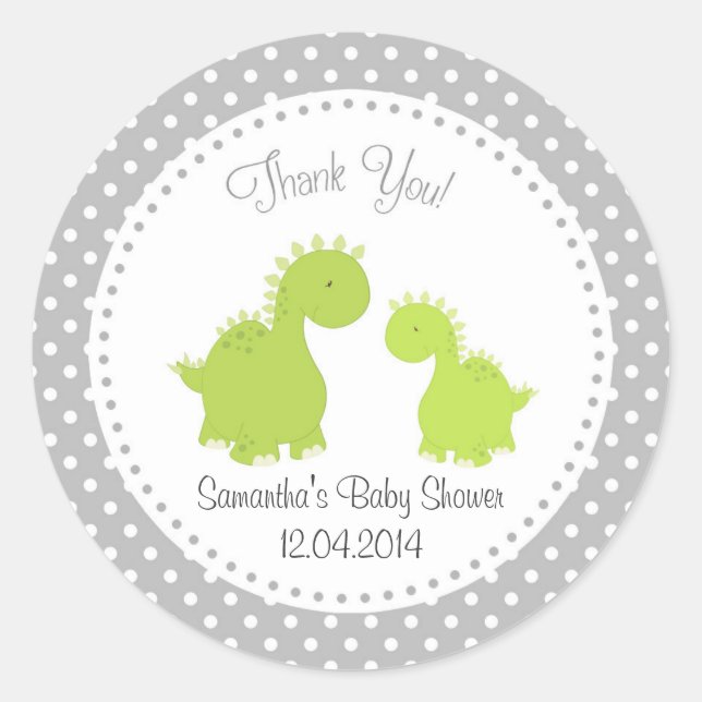 Sticker Baby shower Dinosaur Vert (Devant)
