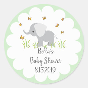 Sticker Baby shower éléphant gris