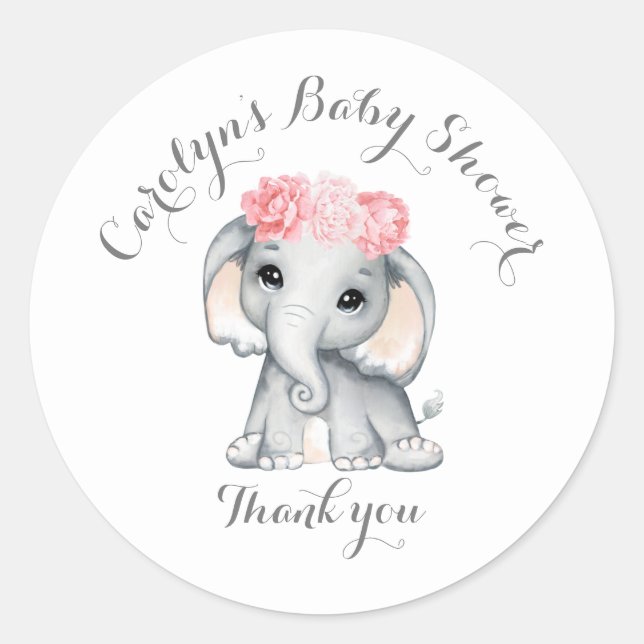 Sticker baby shower Eléphant Merci (Devant)