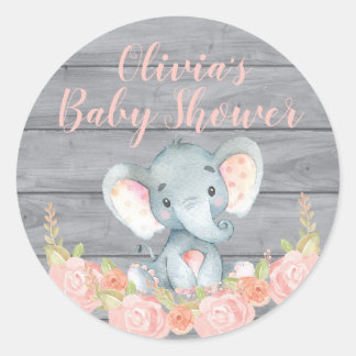 Sticker Baby shower Eléphant Rose