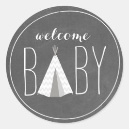 Sticker Baby shower en tipi blanc - tableau de bor