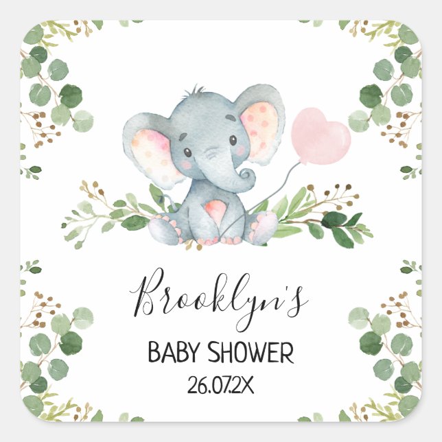 Sticker Baby shower Favoriser Balloon Rose (Devant)