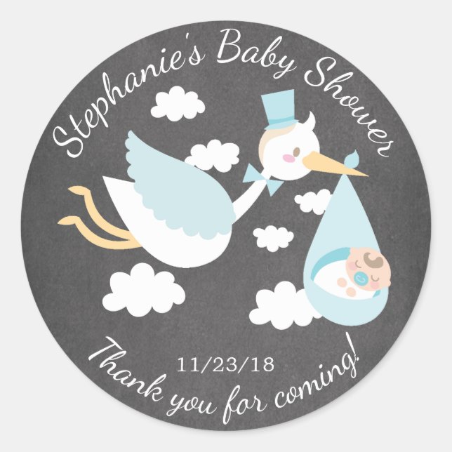 Sticker Baby shower Favoriser Stork Boys (Devant)