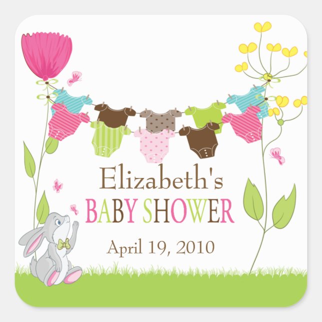 Sticker Baby shower fille bébé en tissu mignon (Devant)