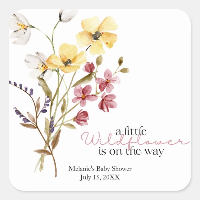 Sticker Baby shower fleur sauvage (Devant)