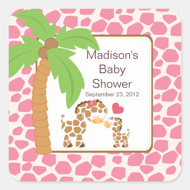 Sticker Baby shower Jungle moderne Giraffe Safari (Devant)
