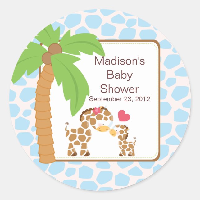 Sticker Baby shower Jungle moderne Giraffe Safari (Devant)