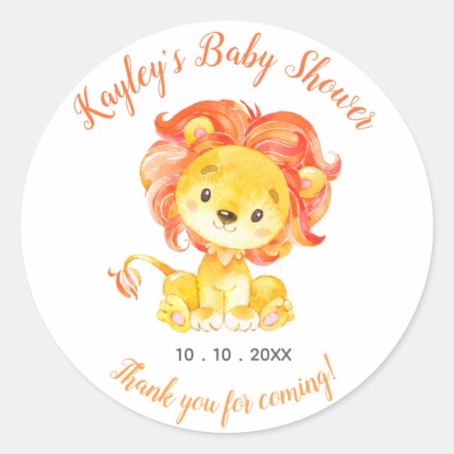 Sticker Baby shower Lion Faveur (Devant)